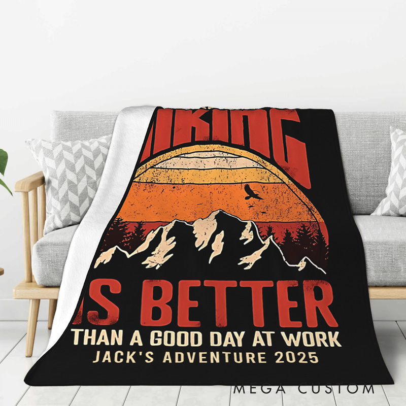 Personalized Hiking Therapy Throw Blanket Adventure Nature Lover Blanket Gift for Travel Lovers