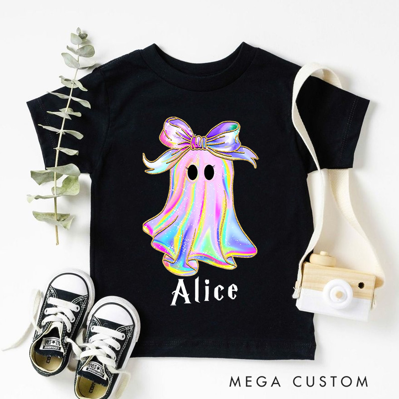 Personalized Halloween Girls Ghost T-Shirt Cute Toddler Halloween T-Shirt Boo Girls T-Shirt