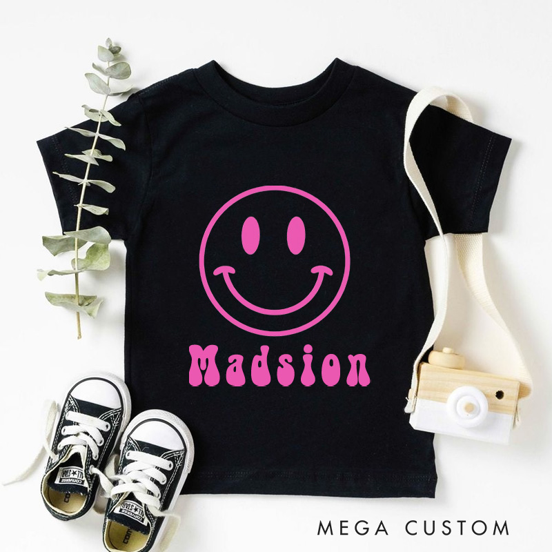 Personalized Youth Neon Happy Face Kids T-Shirt Kids Gift