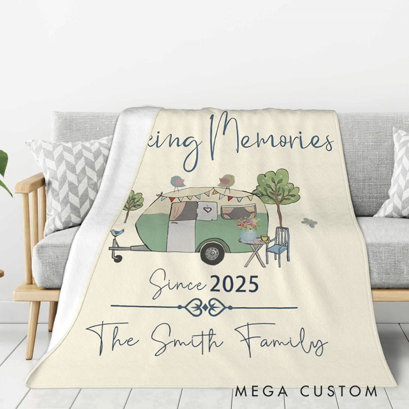 Personalized Family Happy Campers Throw Blanket Adventures Blanket Gift for Hiking Lovers