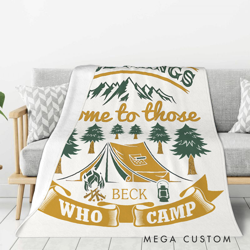 Personalized Outdoors Camping Throw Blanket Nature Lover Blanket Gift for Adventures Lovers