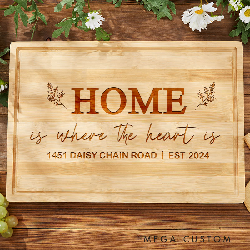 Personalized Cutting Board Charcuterie Board Home Is Where the Heart Is Housewarming Gift Real Estate Closing Gift Moving Gift New Home Gift