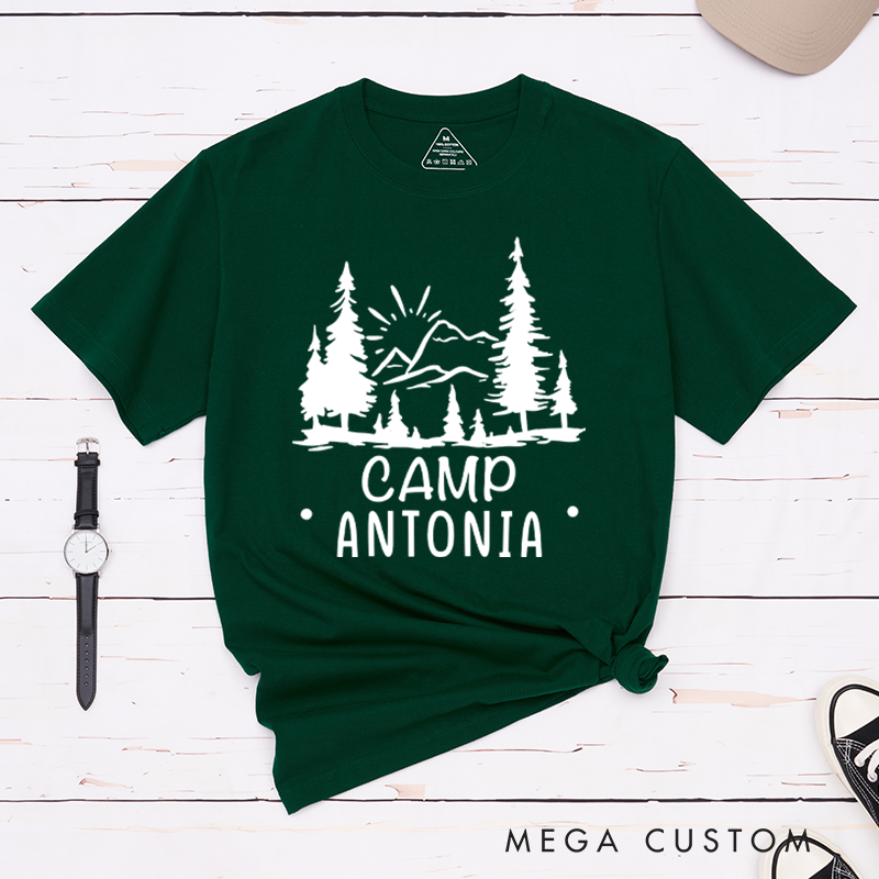 Personalized Simple Camping Summer T-Shirt Hiking Outdoors Nature Lovers Gift