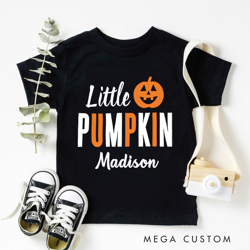 Personalized Little Pumpkin Halloween Shirt for Kids Perfect for Fun Festive Celebrations and Trick or Treating Kids T-Shirt