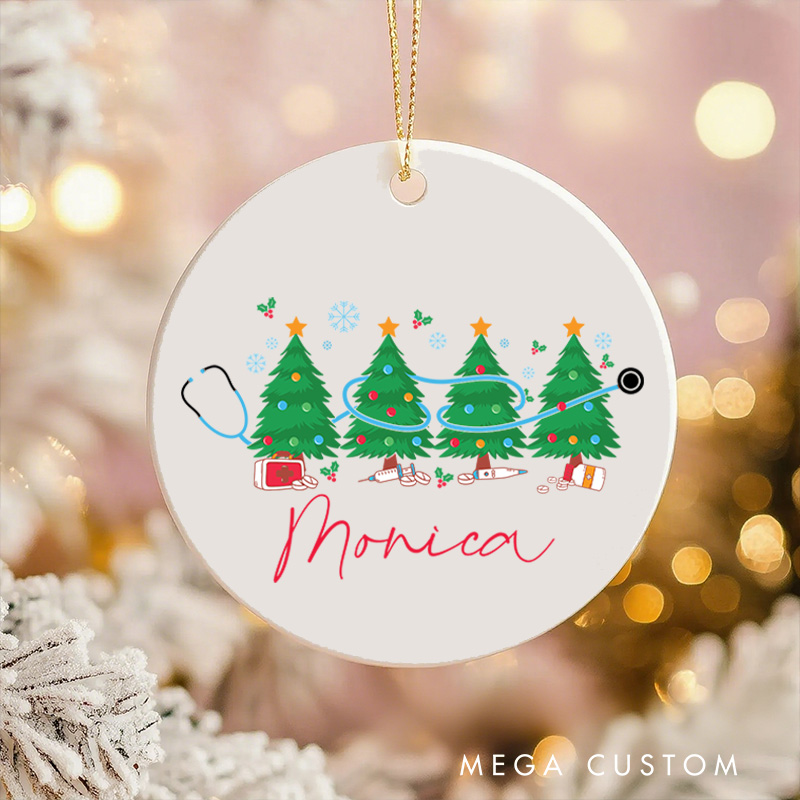 Personalized Nurse Christmas Ornament Festive Tree and Medical Design Christmas Ornament New Nurse Gift Funny Nursing Gifts