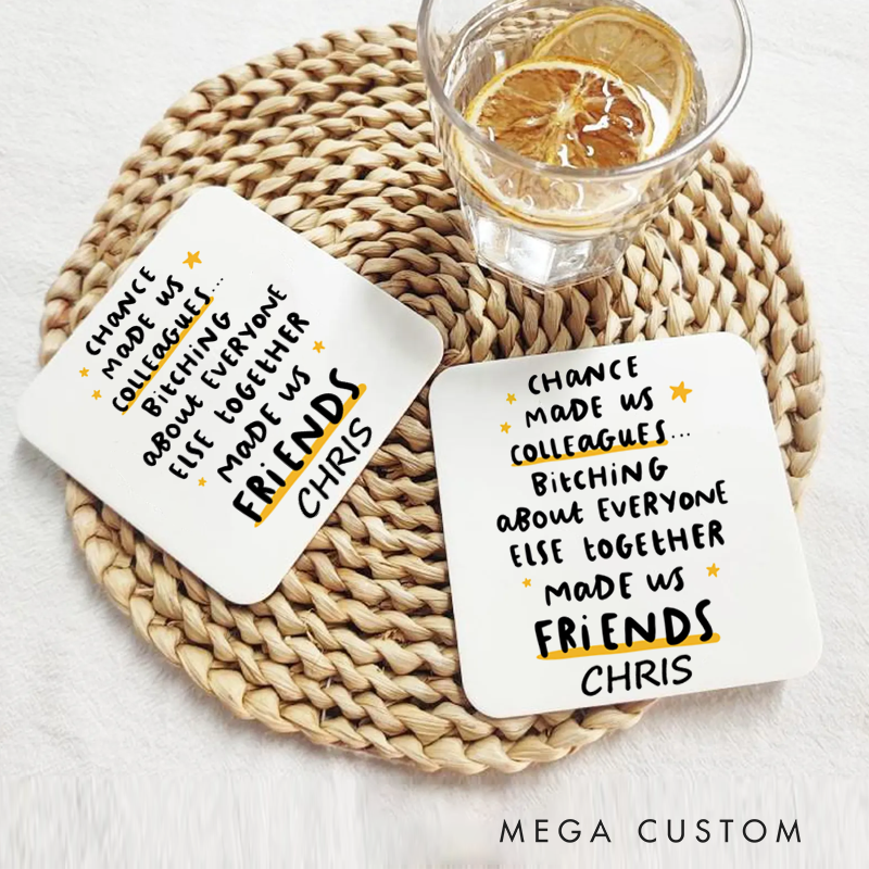 Personalized Coasters for Office Worker Chance Made Us Colleagues Appreciation Gift for Coworkers