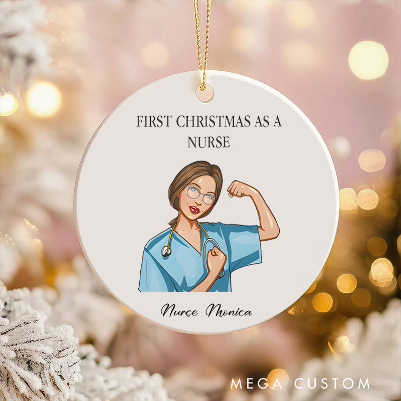 Personalized Nurse Christmas Ornament First Christmas as a Nurse Design Christmas Ornament New Nurse Gift Funny Nursing Gifts