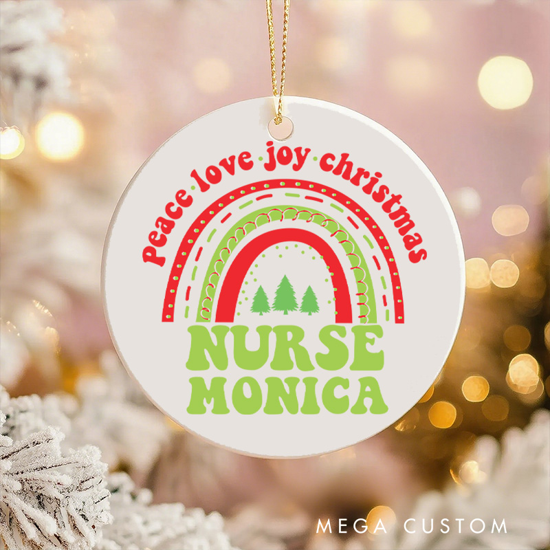 Personalized Nurse Christmas Ornament Peace Love Joy Nurse Design Christmas Ornament New Nurse Gift Funny Nursing Gifts
