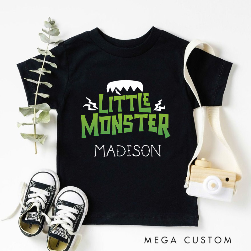Personalized Little Monster Halloween Shirt for Kids Perfect for Fun and Playful Outfits During Spooky Season Kids T-Shirt