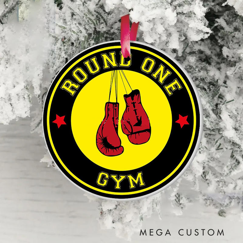 Personalized Christmas Ornament Gift with Boxing Theme with Striking Colors for Fitness Enthusiasts Bodybuilders and Gym Lovers