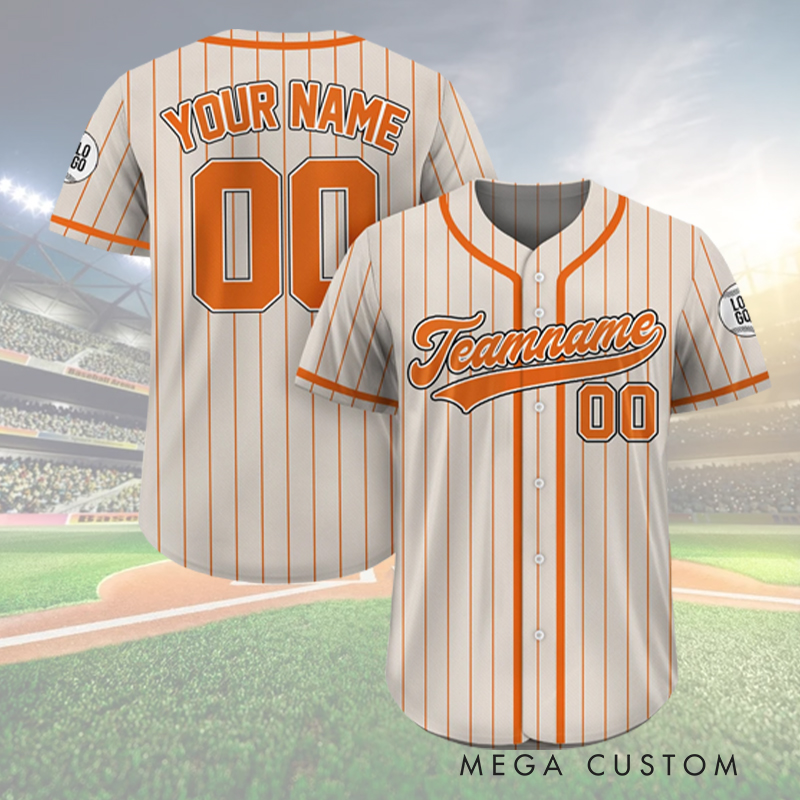 Personalized Team Baseball Shirt with Pinstripe Design and Custom Details  