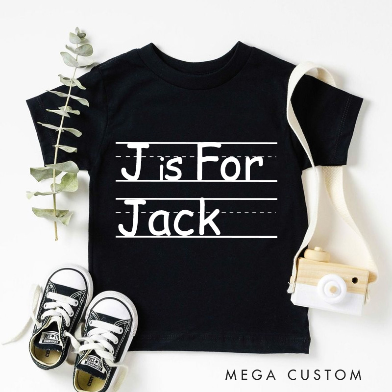 Personalized A is for Alphabet Name Shirt First Day of School Tee for Kids Toddler and Youth Back to School Outfit with Name