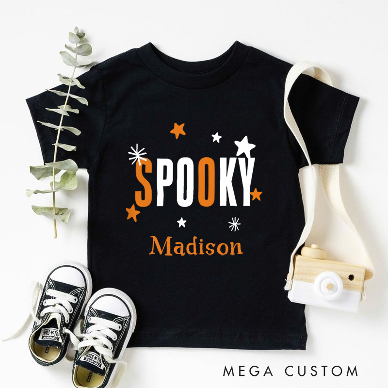 Personalized Spooky Halloween Shirt for Kids Great for Adding a Stylish and Festive Touch to Outfits During Halloween Kids T-Shirt