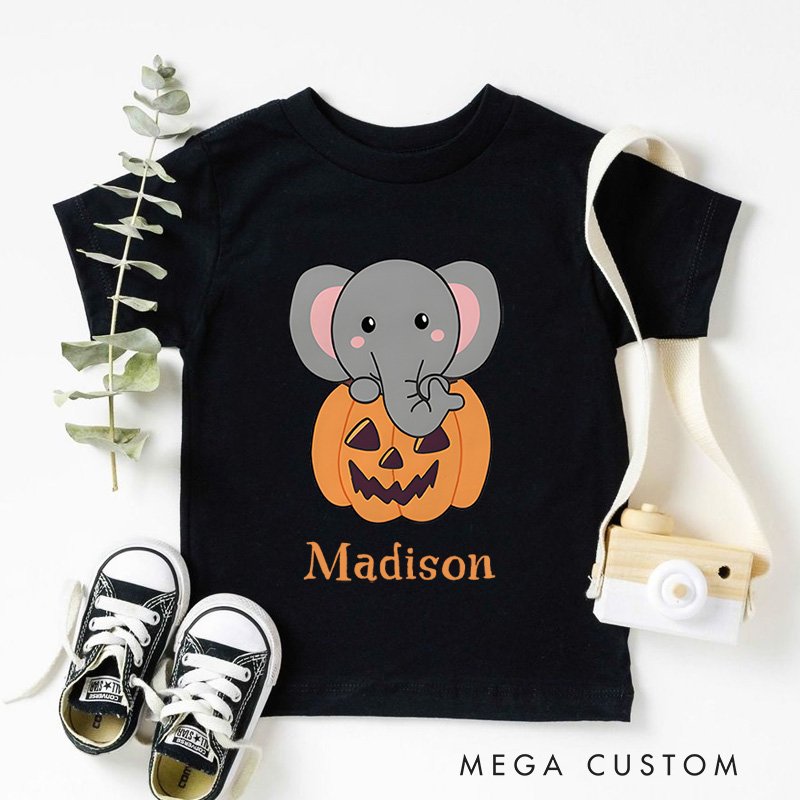 Personalized Adorable Halloween Elephant Shirt for Kids Perfect for Fun and Festive Celebrations During Halloween Kids T-Shirt
