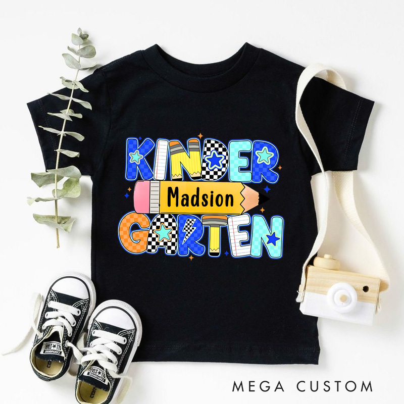 Personalized Retro Back to School T-Shirt Kindergarten First Grade Toddler First Day of School Youth Shirt