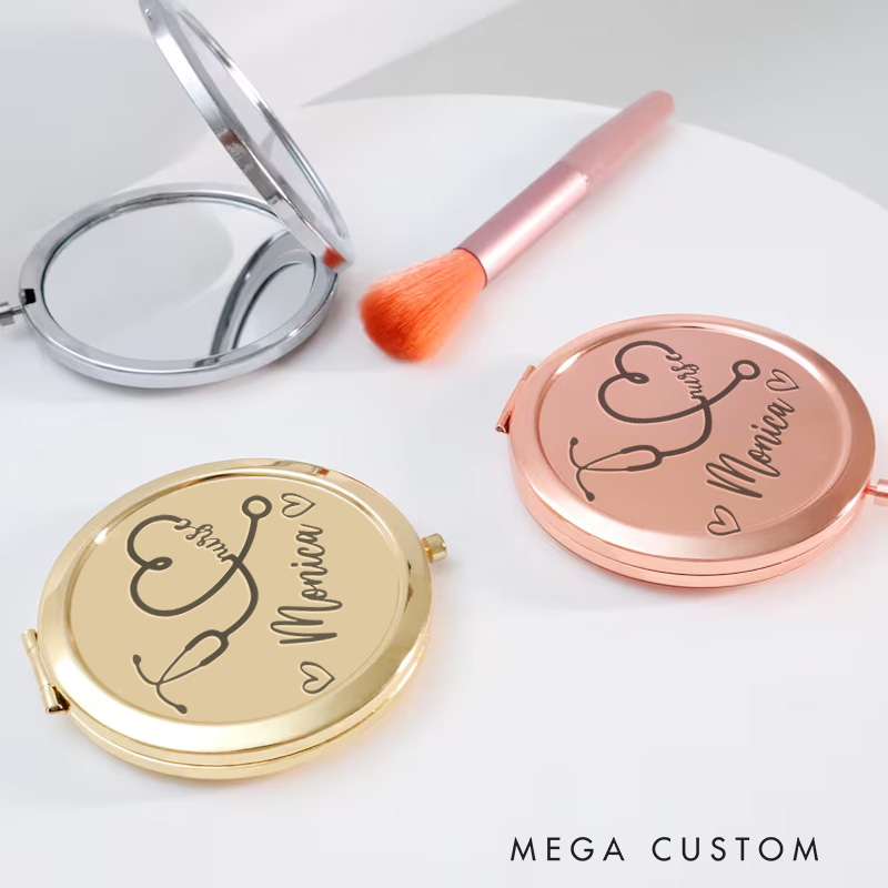 Personalized Nurse Compact Mirror Engraved Compact Mirror Pocket Mirror For Her Nurse Appreciation Gift 