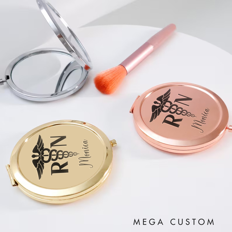 Personalized Nurse Compact Mirror Engraved Compact Mirror Pocket Mirror For Her Nurse Appreciation Gift 