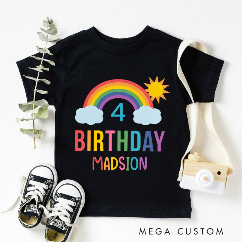 Personalized Modern Rainbow Sky Girls Birthday Party T-Shirt