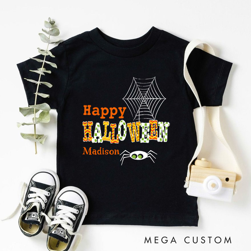 Personalized Happy Halloween Shirt for Kids Perfect for Celebrating Festive Moments and Trick or Treating Fun Kids T-Shirt