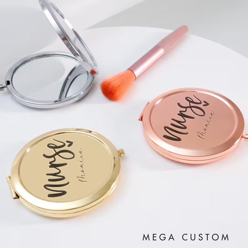 Personalized Nurse Compact Mirror Engraved Compact Mirror Pocket Mirror For Her Nurse Appreciation Gift 