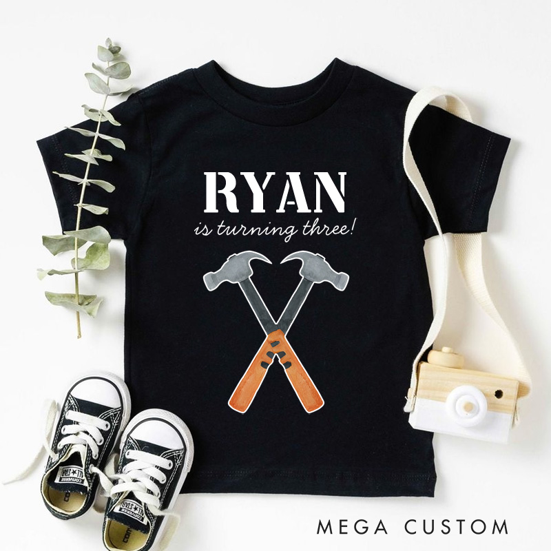 Personalized Boys Construction Builder Birthday Boy T-Shirt