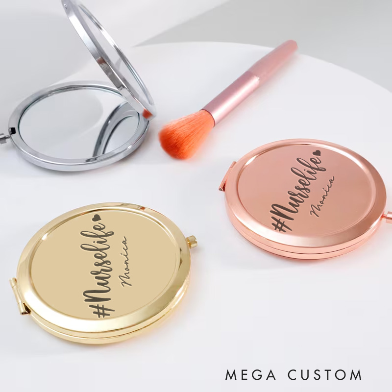 Personalized Nurse Compact Mirror Engraved Compact Mirror Pocket Mirror For Her Nurse Appreciation Gift 