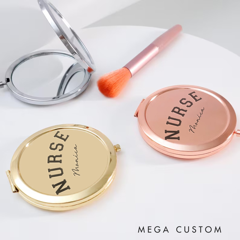 Personalized Nurse Compact Mirror Engraved Compact Mirror Pocket Mirror For Her Nurse Appreciation Gift 