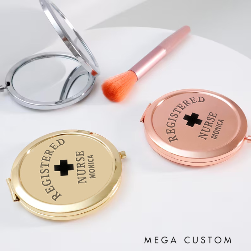 Personalized Nurse Compact Mirror Engraved Compact Mirror Pocket Mirror For Her Nurse Appreciation Gift 
