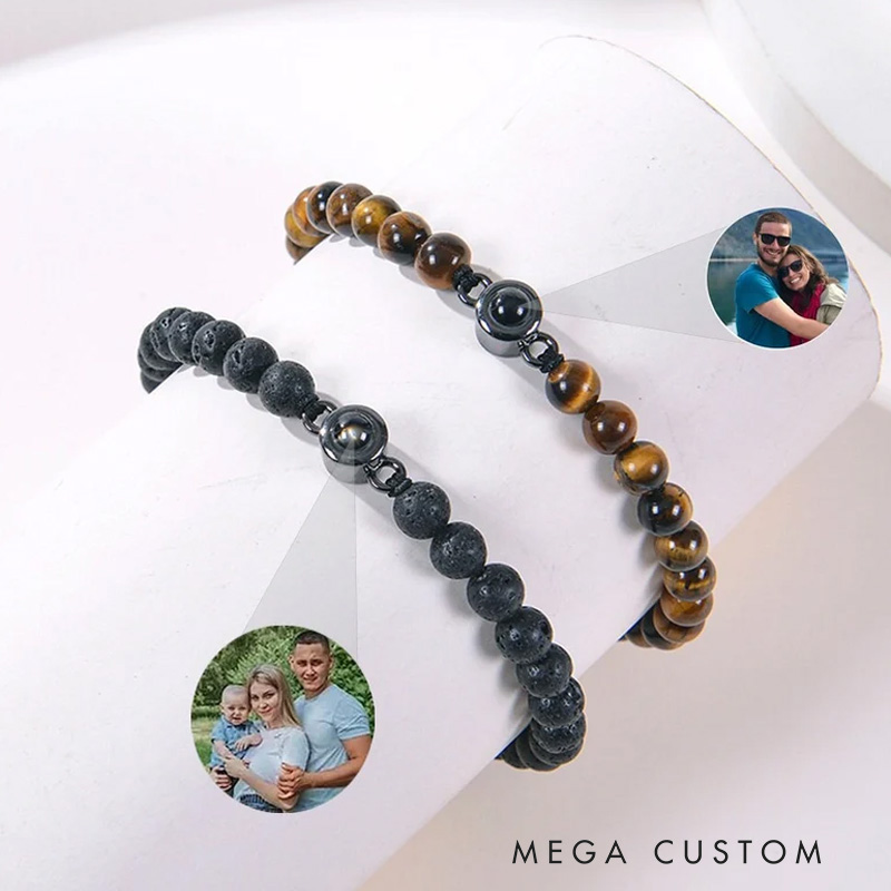 Personalized Photo Projection Bracelet Photo Beaded Bracelet Natural Stone Beaded Bracelet Exquisite Gift