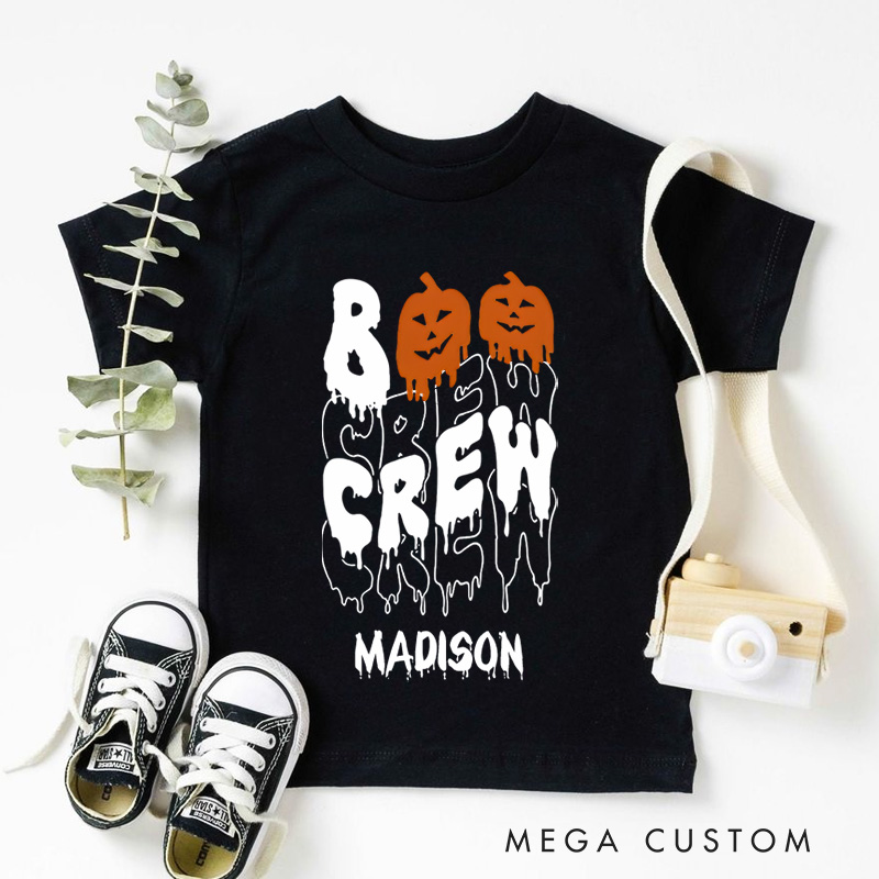 Personalized Boo Crew Halloween Shirt for Kids Perfect for Group Celebrations and Fun During the Halloween Season Kids T-Shirt