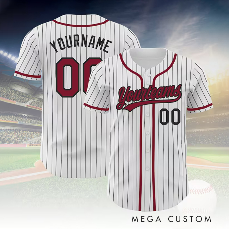 Personalized Striped Baseball Jersey with Custom Team Name and Number 