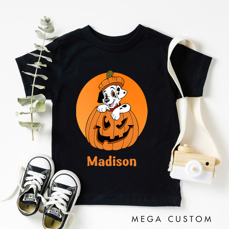 Personalized Ghost in a Pumpkin Halloween Shirt for Kids Perfect for Fun and Playful Celebrations During Halloween Kids T-Shirt