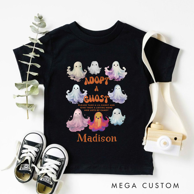 Personalized Adopt a Ghost Halloween Shirt for Kids Perfect for Adding a Cute and Playful Vibe to Festive Celebrations Kids T-Shirt