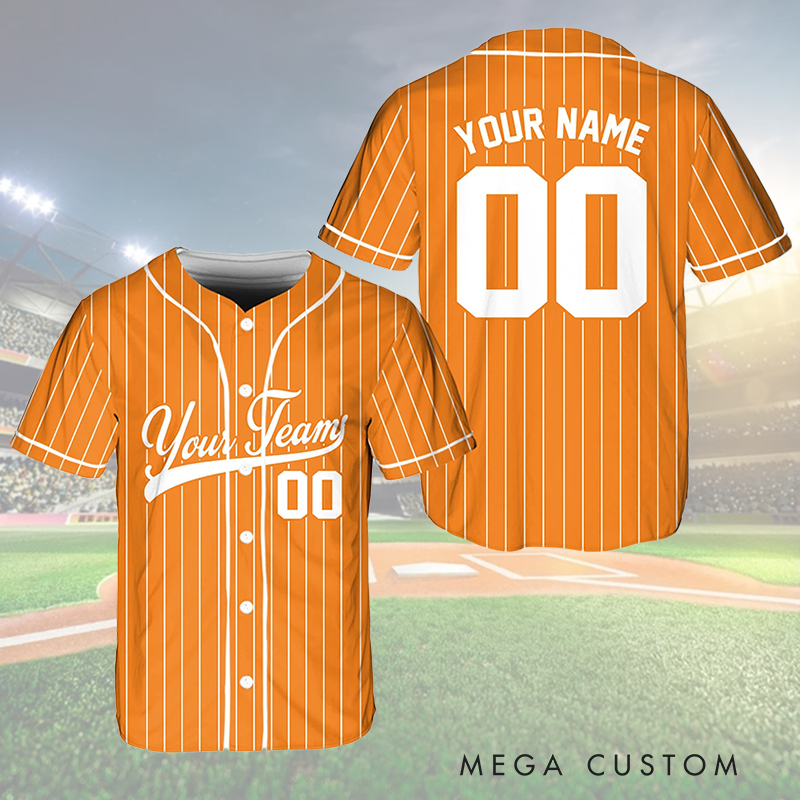 Personalized Athletic Baseball Jersey in Orange with Custom Text and Number  