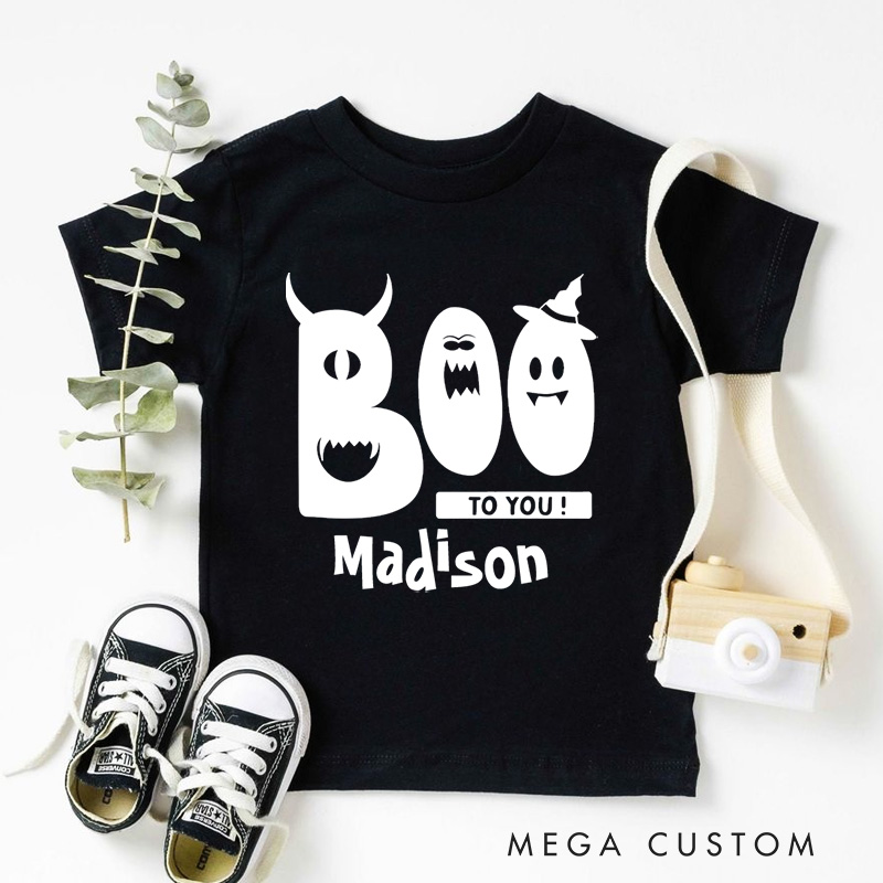 Personalized Boo to You Halloween Shirt for Kids Perfect for Adding a Cute and Spooky Vibe to Festive Outfits Kids T-Shirt