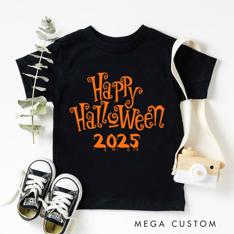 Personalized Happy Halloween Shirt for Kids Perfect for Adding a Cheerful and Festive Touch to Halloween Celebrations Kids T-Shirt