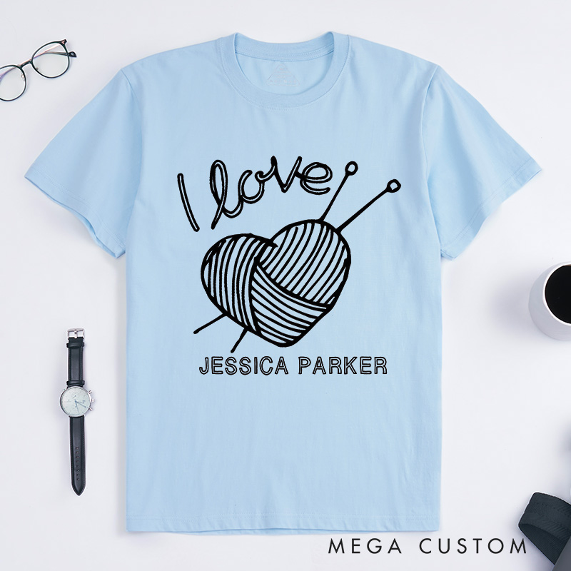 Personalized I Love Knitting Classic T-Shirts Knitting Shirt Gifts for Knitter Grandma Shirt Knitting Lover Shirt Grandma Knit Tee Gift