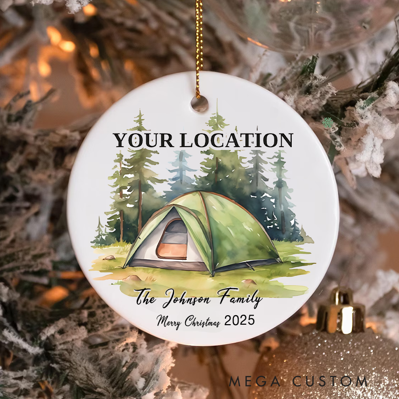 Personalized Family Camping Christmas Ornament Nature Outdoor Enthusiasts Christmas Ornament Gift for Hiking