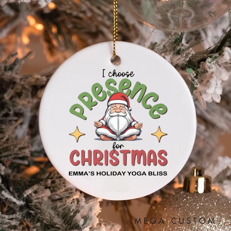 Personalized Christmas Ornament with Meditating Santa Design Christmas Ornament Gift for Yoga Lover