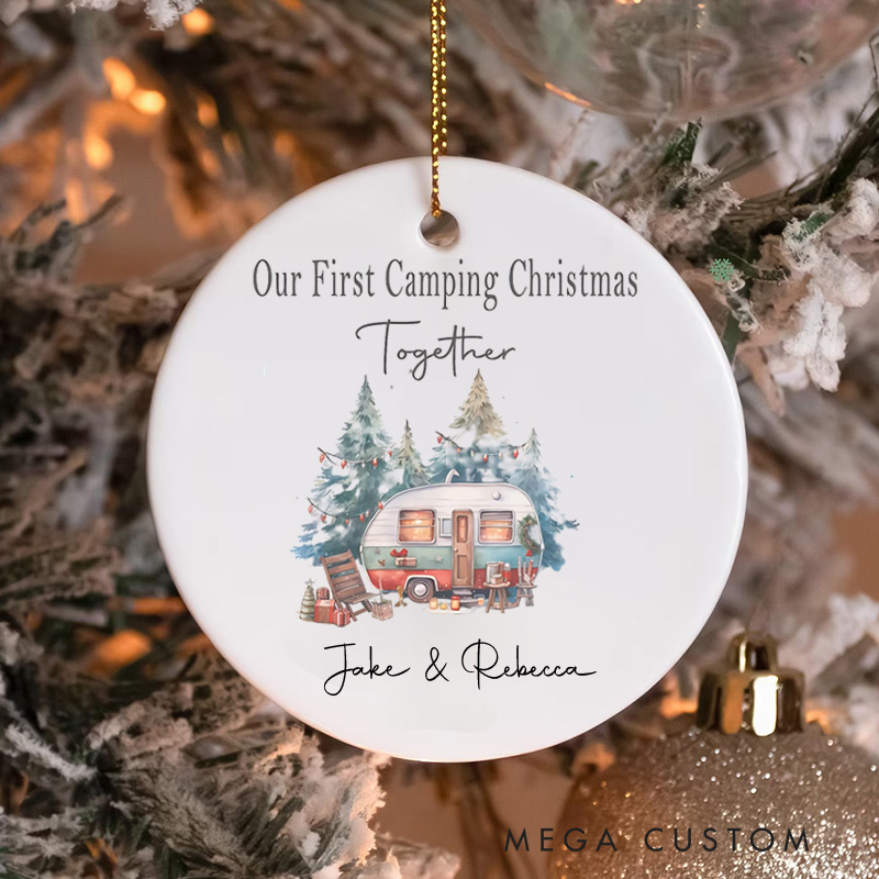 Personalized Our First Camping Christmas Together Christmas Ornament Couple Camping Christmas Ornament Gift for Traveling Hiking