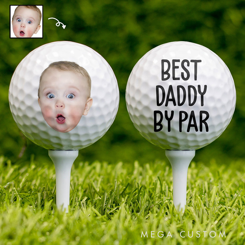 Personalized Golf Ball with Custom Photo and "Best Daddy by Par" Text 