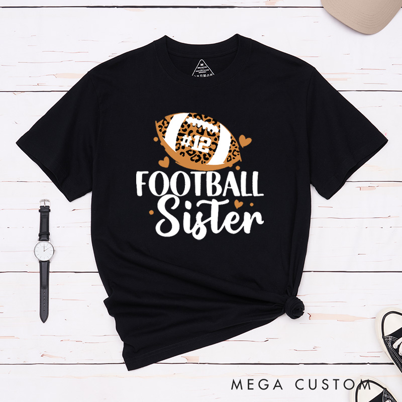 Personalized American Football Sister T-Shirts Featuring Custom Name - Customizable Game Day Tee