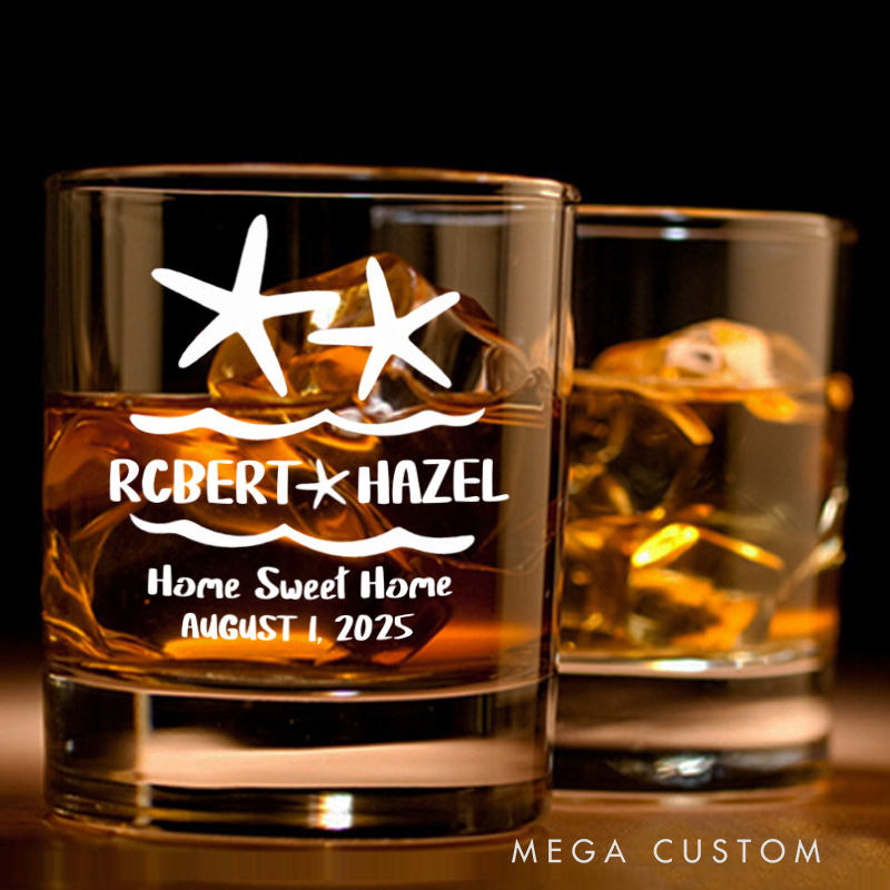 Personalized Home Sweet Home Whiskey Glass Custom Engraved Housewarming Bourbon Glasses Wedding New Home Whiskey Tumbler Moving House Gift Homeowner