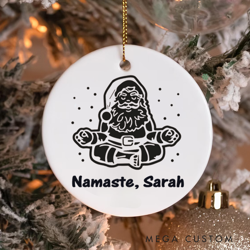 Personalized Christmas Ornament with Namaste Meditating Santa Design Christmas Ornament Gift for Yoga Lover