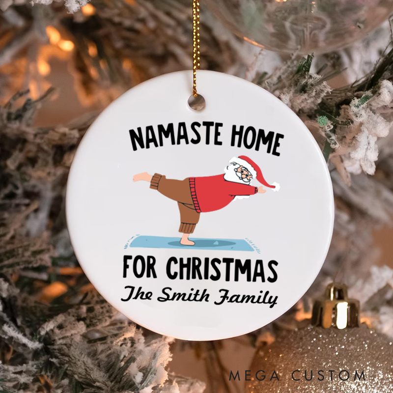 Personalized Christmas Ornament with Namaste Home for Christmas Yoga Santa Design Christmas Ornament Gift for Yoga Lover