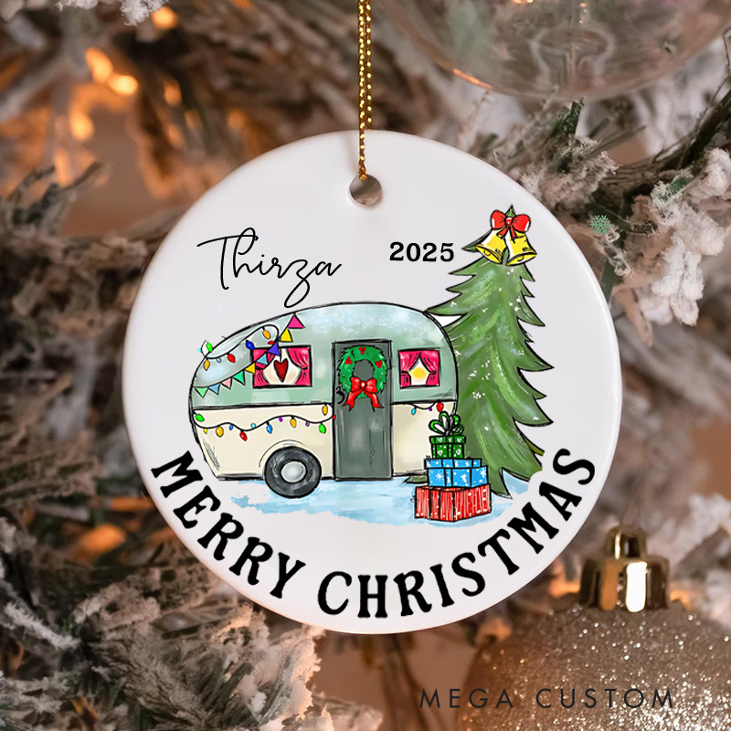 Personalized Camper Christmas Ornament Outdoor Camping Life Christmas Ornament Gift for Hiking Traveling