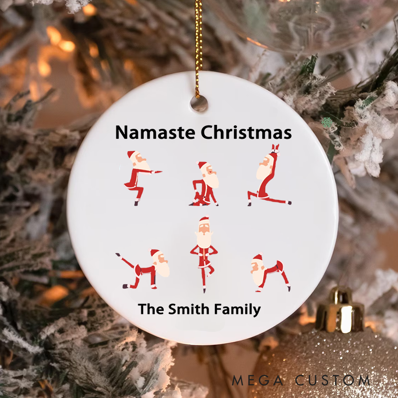 Personalized Christmas Ornament with Namaste Christmas Yoga Santa Design Christmas Ornament Gift for Yoga Lover