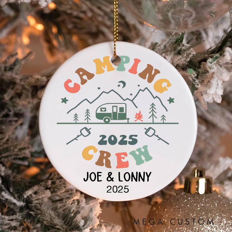 Personalized Camping Crew Christmas Ornament Outdoor Camping Life Christmas Ornament Gift for Hiking Traveling