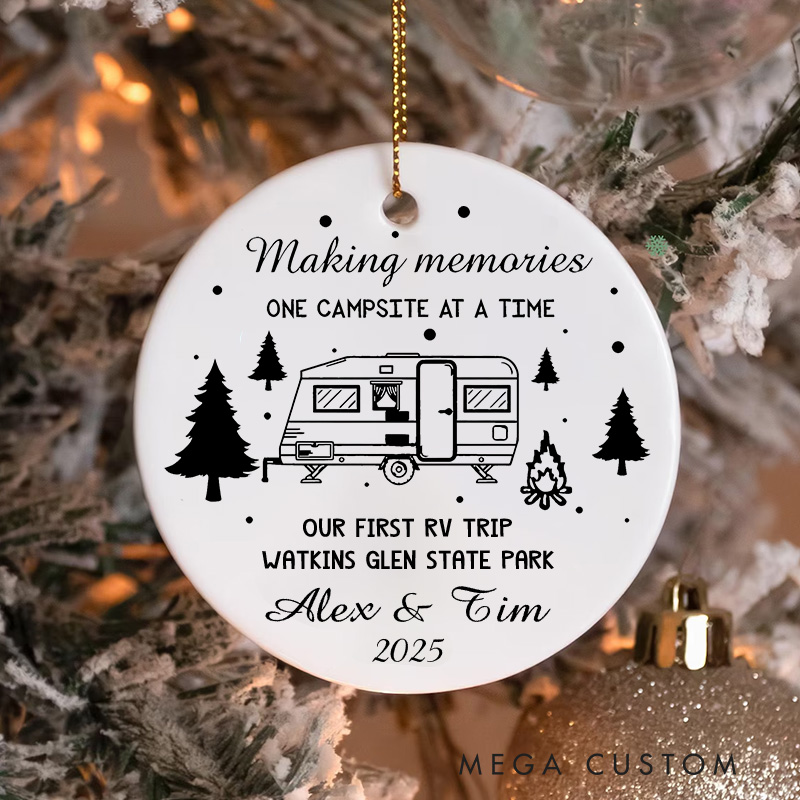 Personalized Making Memories One Campsite at a Time Christmas Ornament Outdoor Life Christmas Ornament Gift for Hiking Traveling