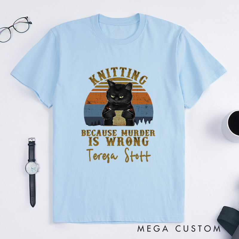 Personalized Knitting Love T-Shirts Funny Knitter T-Shirt Knit Tee Unique Font Shirt